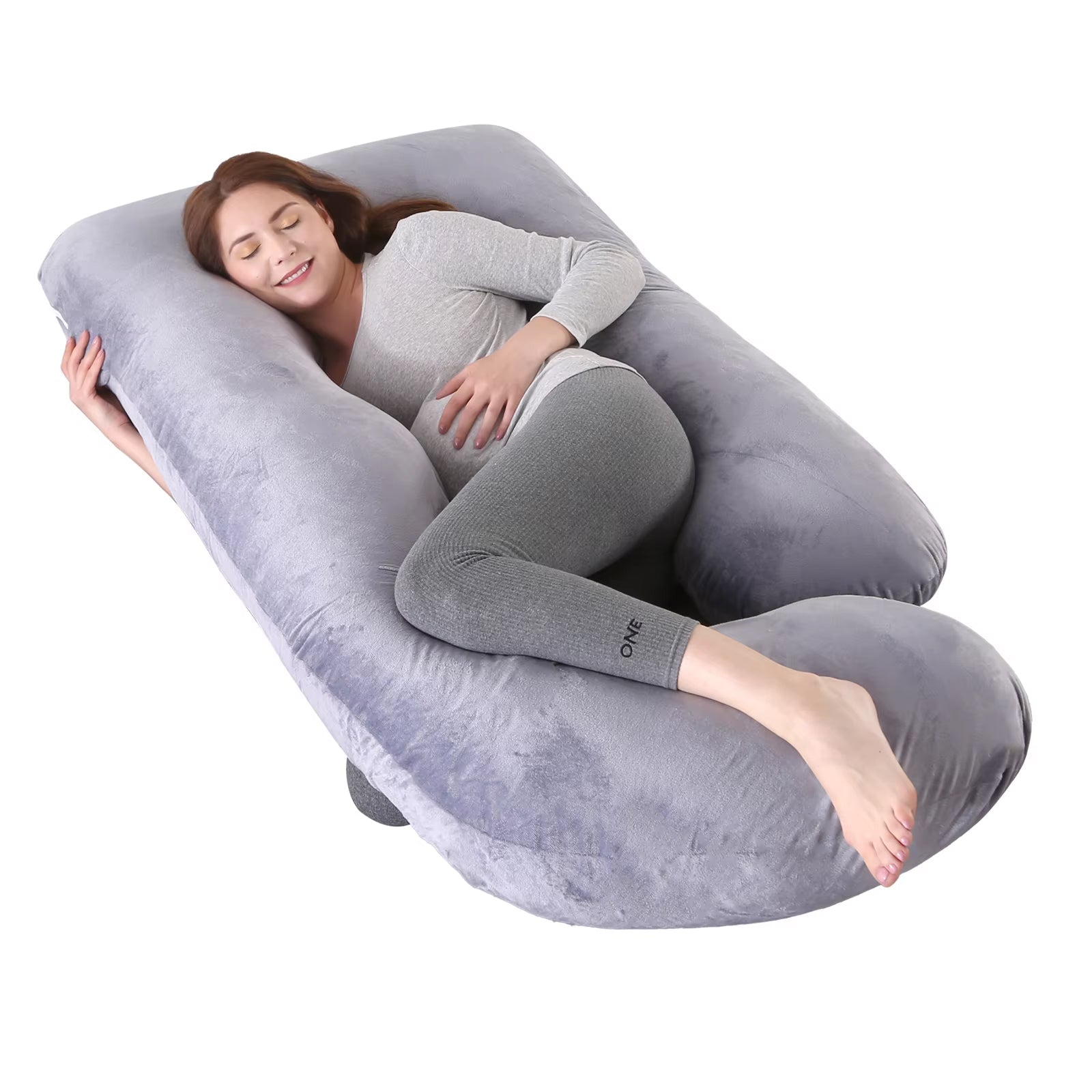 NestLula Full-Body U-Shaped Pregnancy Pillow with Dual-Layer Washable Covers, Ergonomic Bump Support and Postpartum Nursing Versatility