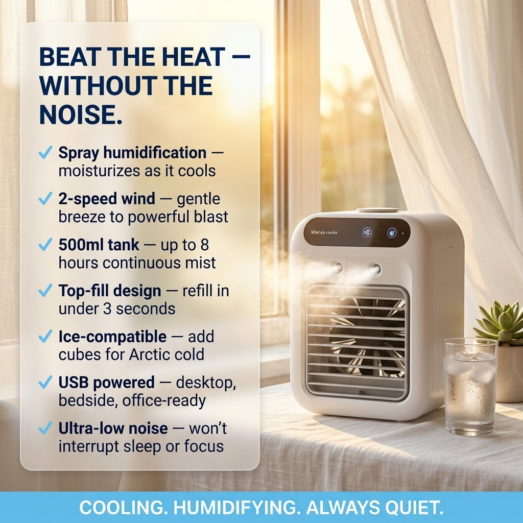 RimiLoxa Portable Air Conditioner Without Hose, 10h Cool Mist 10m Range Fan