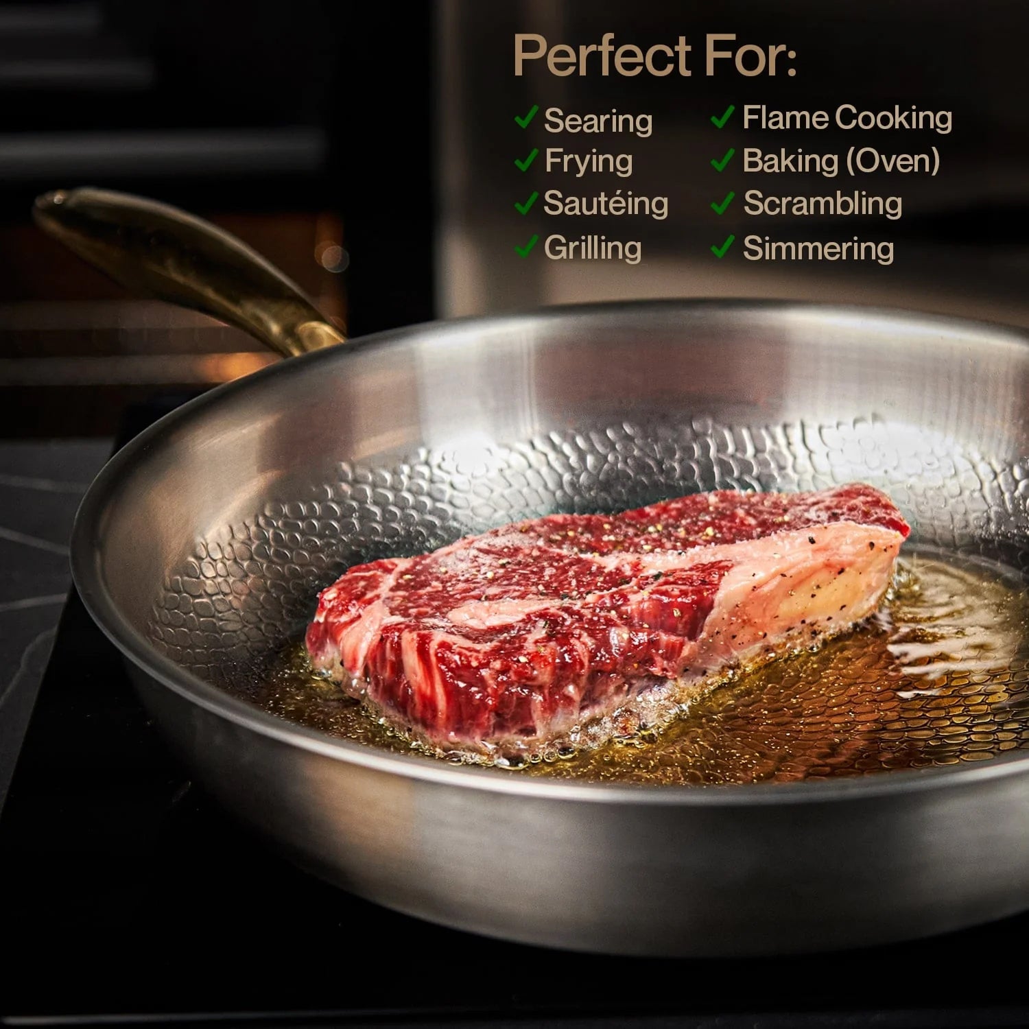 NoviApex Pure Titanium Skillet Pan - PFAS-Free, Hand-Forged Hammer Pattern, 1.5 Million Scratches Tested, Metal Utensil Safe