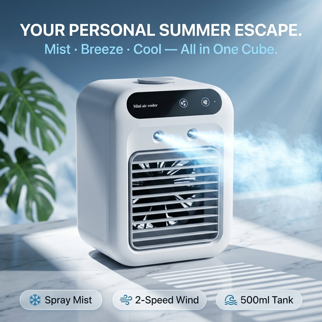 RimiLoxa Portable Air Conditioner Without Hose, 10h Cool Mist 10m Range Fan