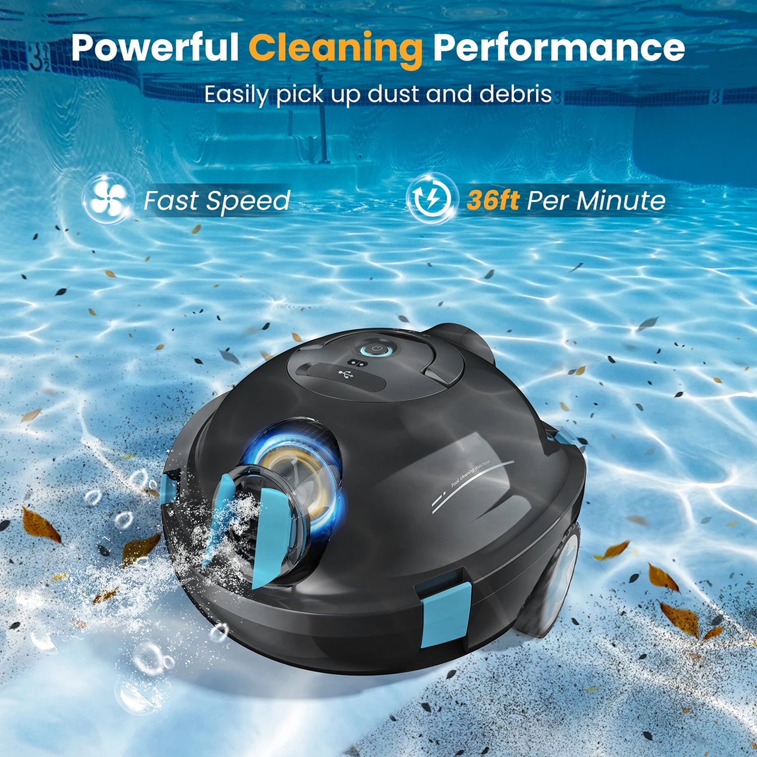 AdelCogni Cordless Robotic Pool Cleaner Lightweight Wall Climbing Vacuum