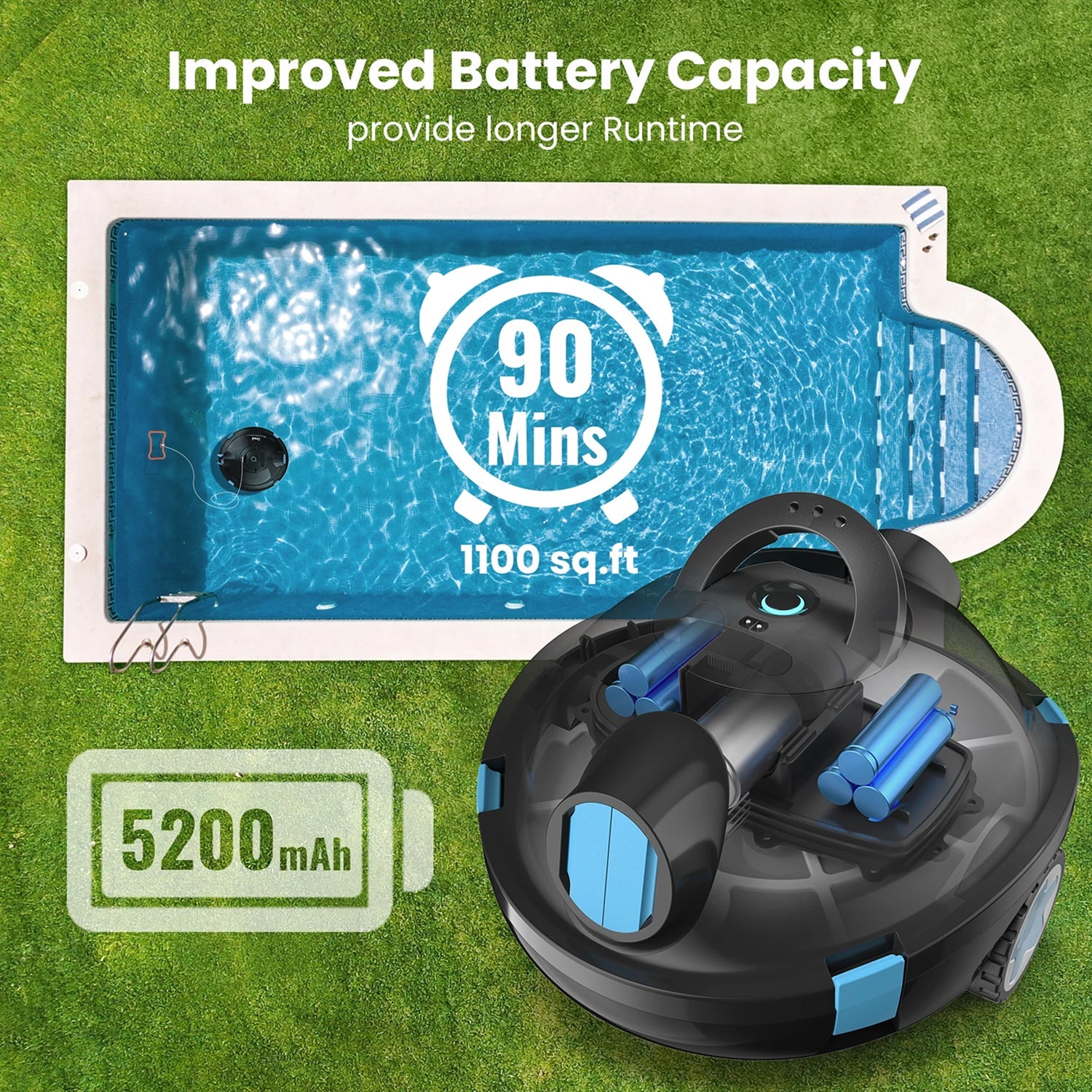 AdelCogni Cordless Robotic Pool Cleaner Lightweight Wall Climbing Vacuum