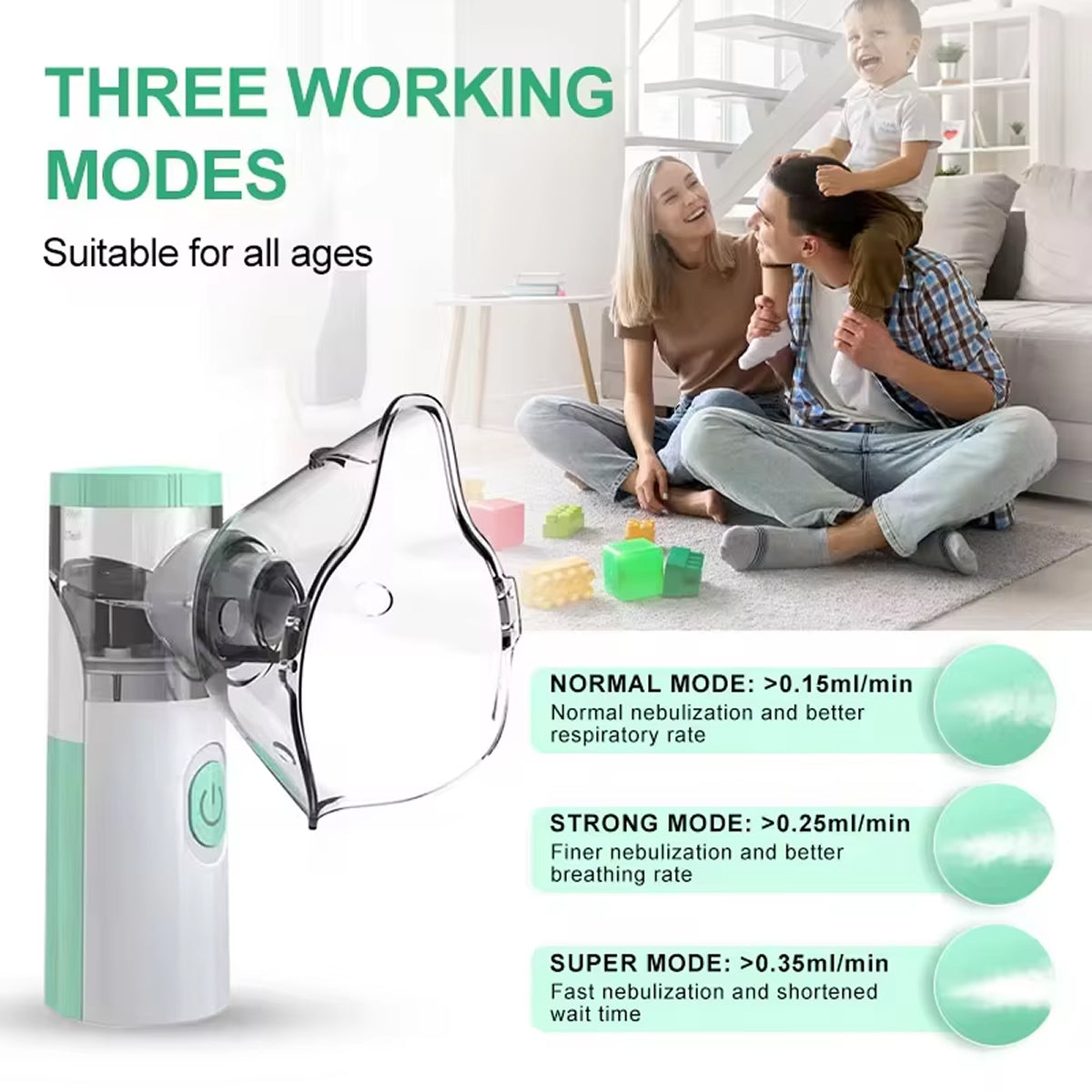 AeroEzex Portable Mesh Nebulizer - Whisper-Quiet (<25dB), 1-3 Micron Fine Mist, 45° Leak-Proof, USB-C Rechargeable with 8-Session Battery Life