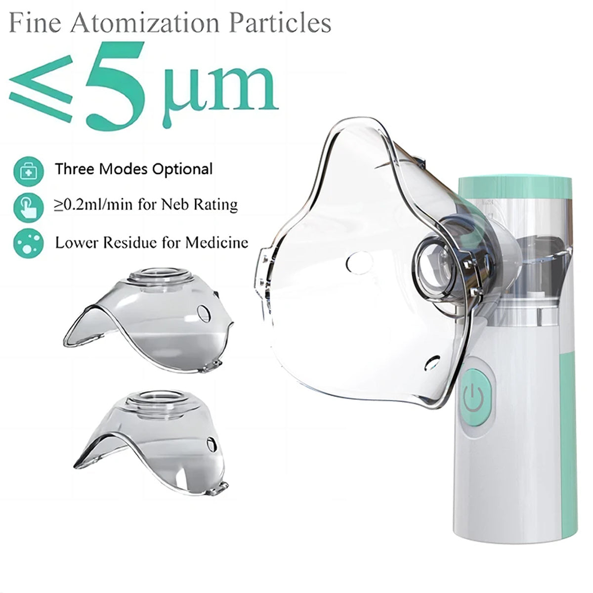 AeroEzex Portable Mesh Nebulizer - Whisper-Quiet (<25dB), 1-3 Micron Fine Mist, 45° Leak-Proof, USB-C Rechargeable with 8-Session Battery Life