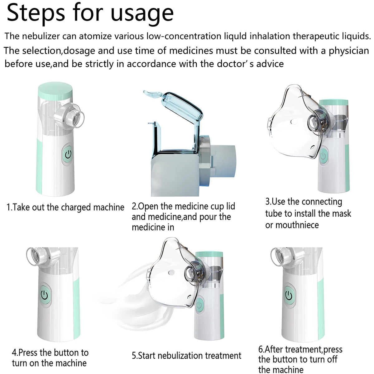 AeroEzex Portable Mesh Nebulizer - Whisper-Quiet (<25dB), 1-3 Micron Fine Mist, 45° Leak-Proof, USB-C Rechargeable with 8-Session Battery Life