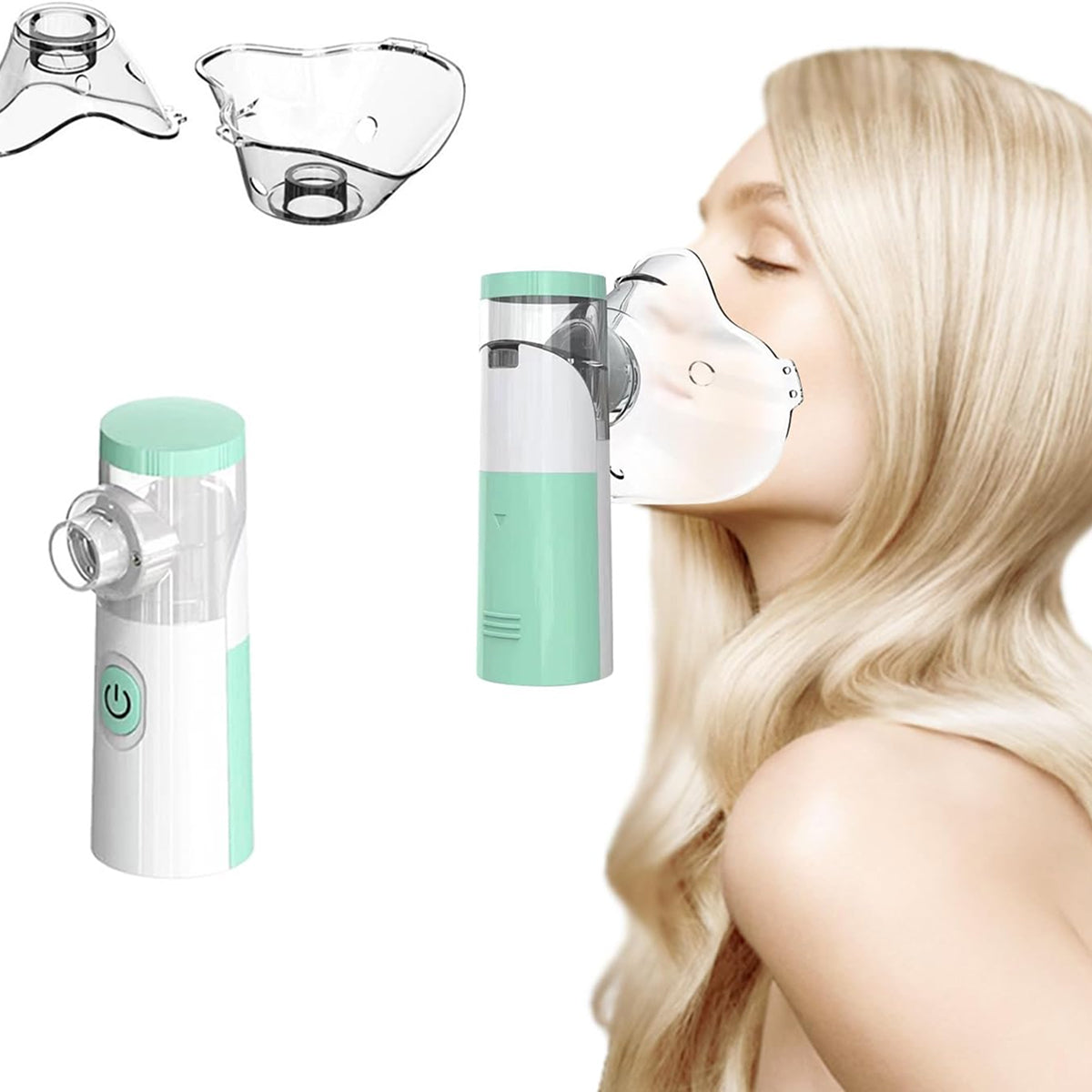 AeroEzex Portable Mesh Nebulizer - Whisper-Quiet (<25dB), 1-3 Micron Fine Mist, 45° Leak-Proof, USB-C Rechargeable with 8-Session Battery Life