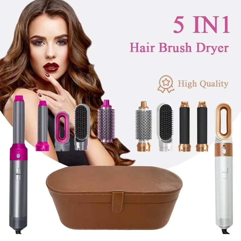 AeroLexu 5-in-1 Hair Dryer Brush 1000W Ionic Air-Wrap Styler with 3 Heat Settings and Travel Case