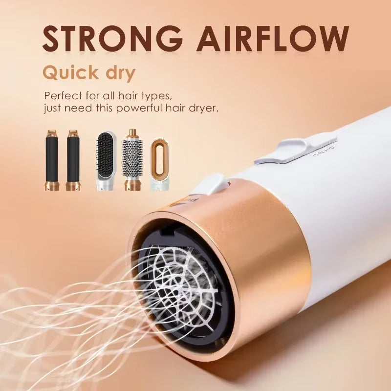 AeroLexu 5-in-1 Hair Dryer Brush 1000W Ionic Air-Wrap Styler with 3 Heat Settings and Travel Case