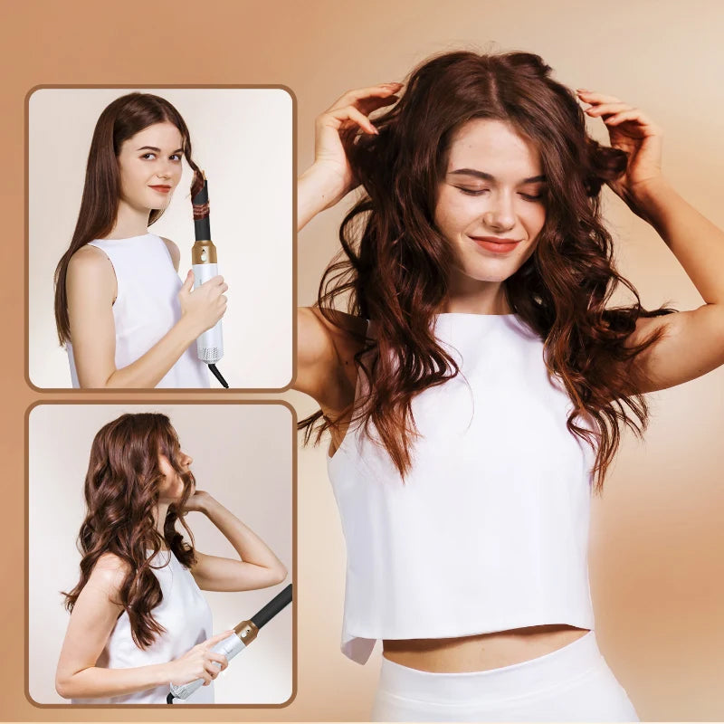 AeroLexu 5-in-1 Hair Dryer Brush 1000W Ionic Air-Wrap Styler with 3 Heat Settings and Travel Case