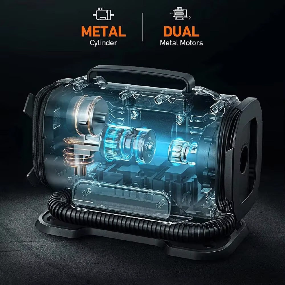 AiriPaxi Portable Air Compressor 150 PSI Dual-Power AC/DC Inflator with Auto-Stop