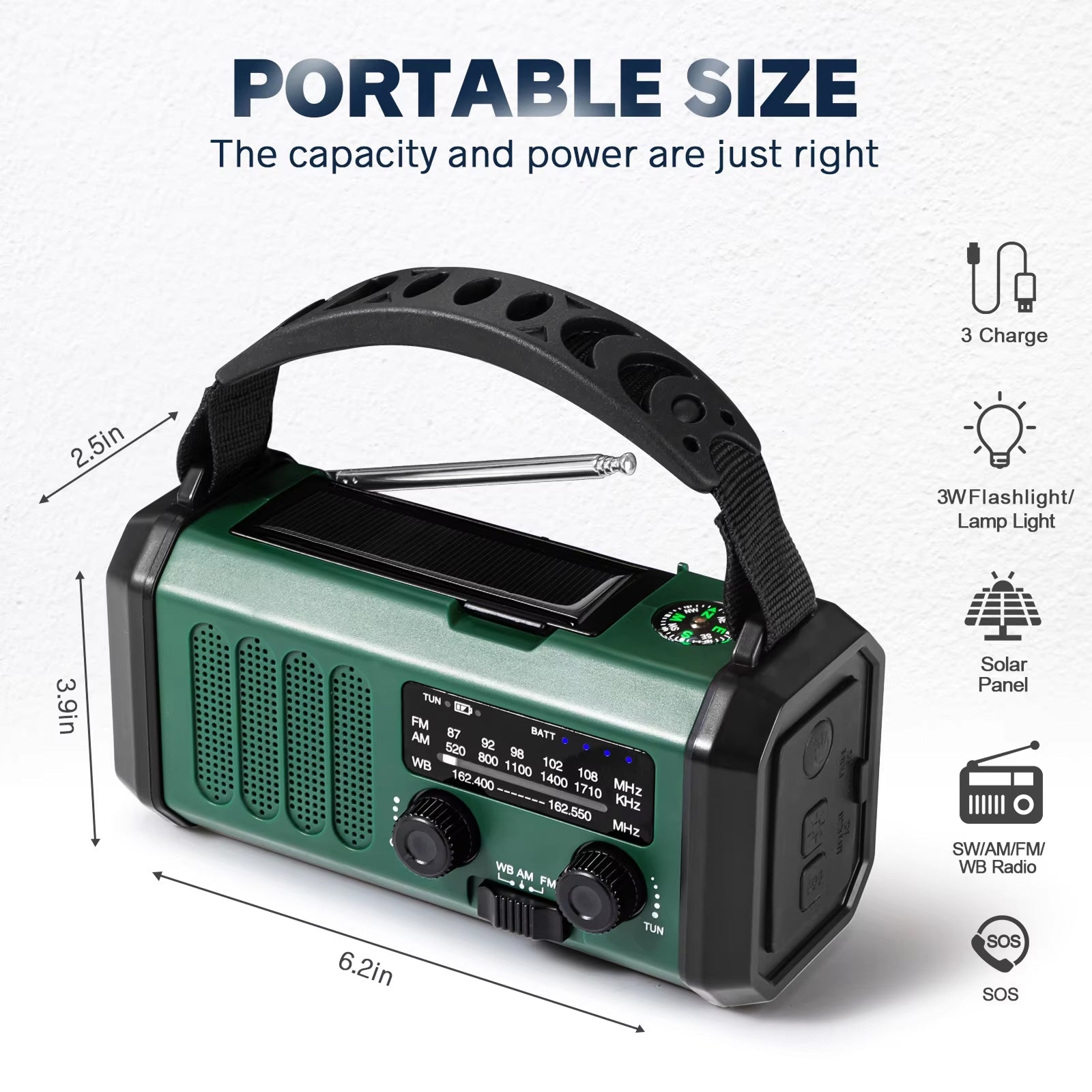 Title: AlertWavi Emergency Weather Radio - 10,000mAh Power Bank, NOAA Weather Alert, Solar/Hand Crank/USB-C Charging, 300 Lumen Flashlight & SOS Alarm