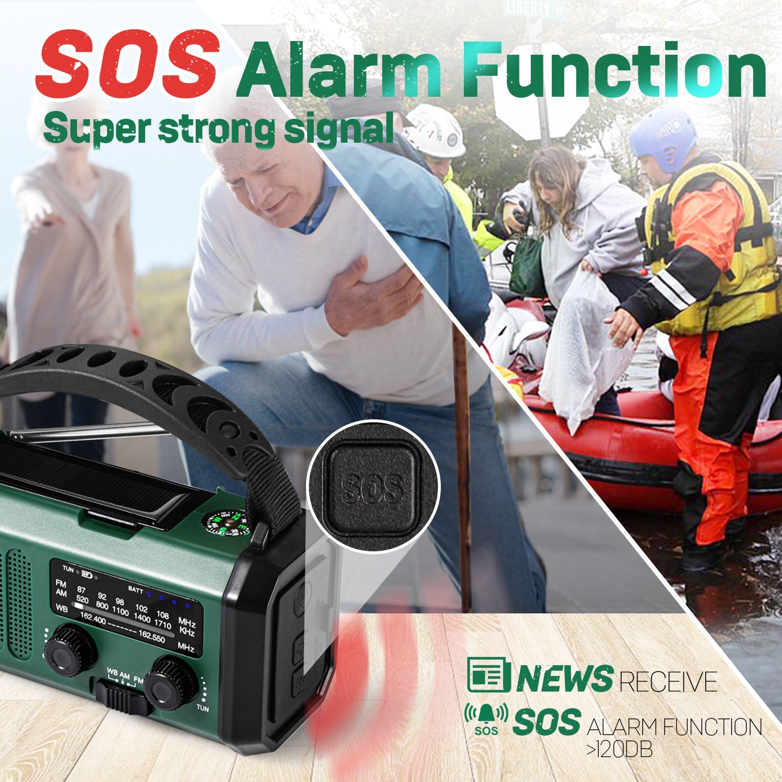 Title: AlertWavi Emergency Weather Radio - 10,000mAh Power Bank, NOAA Weather Alert, Solar/Hand Crank/USB-C Charging, 300 Lumen Flashlight & SOS Alarm