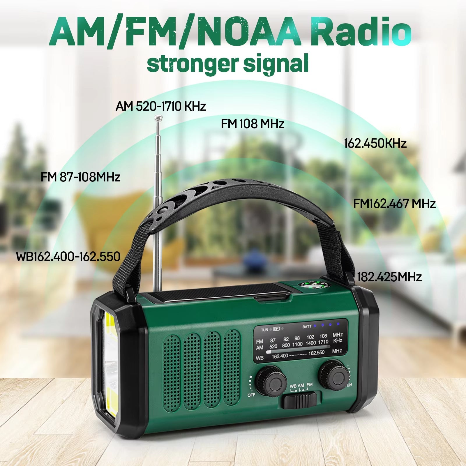 Title: AlertWavi Emergency Weather Radio - 10,000mAh Power Bank, NOAA Weather Alert, Solar/Hand Crank/USB-C Charging, 300 Lumen Flashlight & SOS Alarm