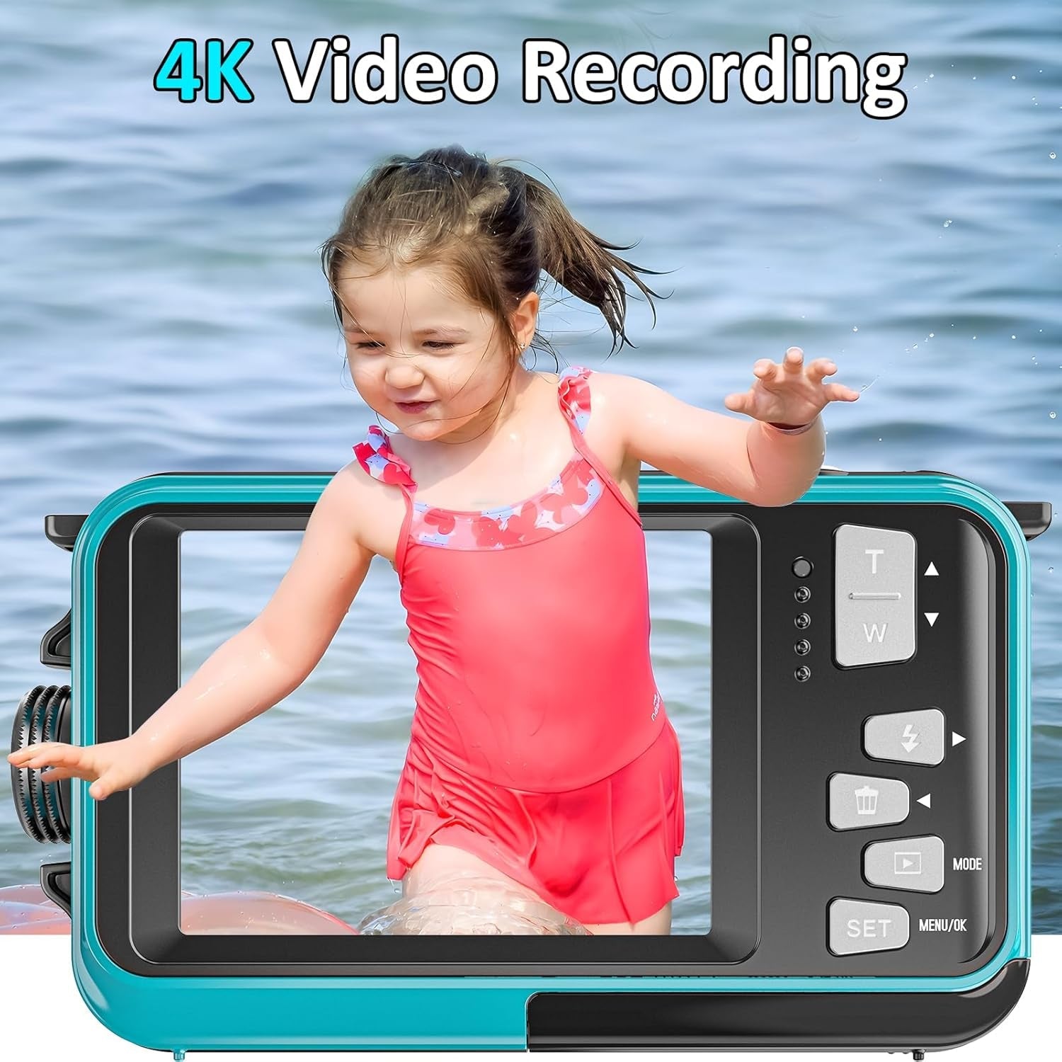 ShotCorix Waterproof Digital Camera 56MP 4K UHD Dual Screen 11FT Underwater Selfie Cam