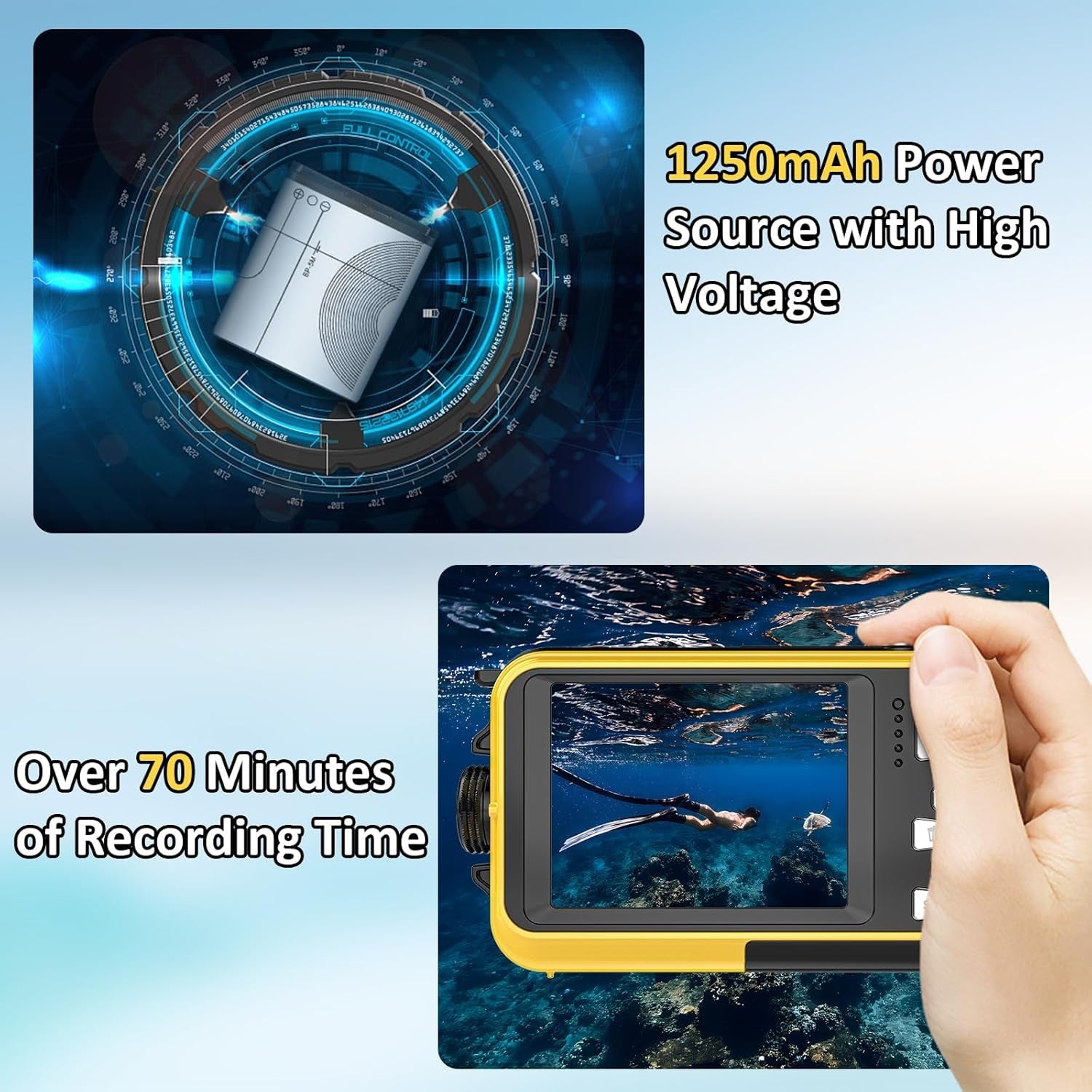 ShotCorix Waterproof Digital Camera 56MP 4K UHD Dual Screen 11FT Underwater Selfie Cam