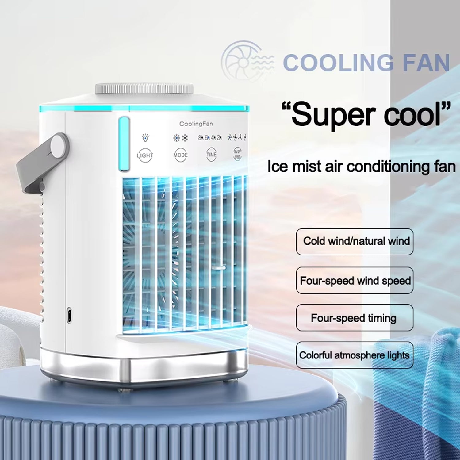 ArcticCori Portable Air Conditioner 700ml USB Personal Air Cooler 4 Speeds for Bedroom and Office