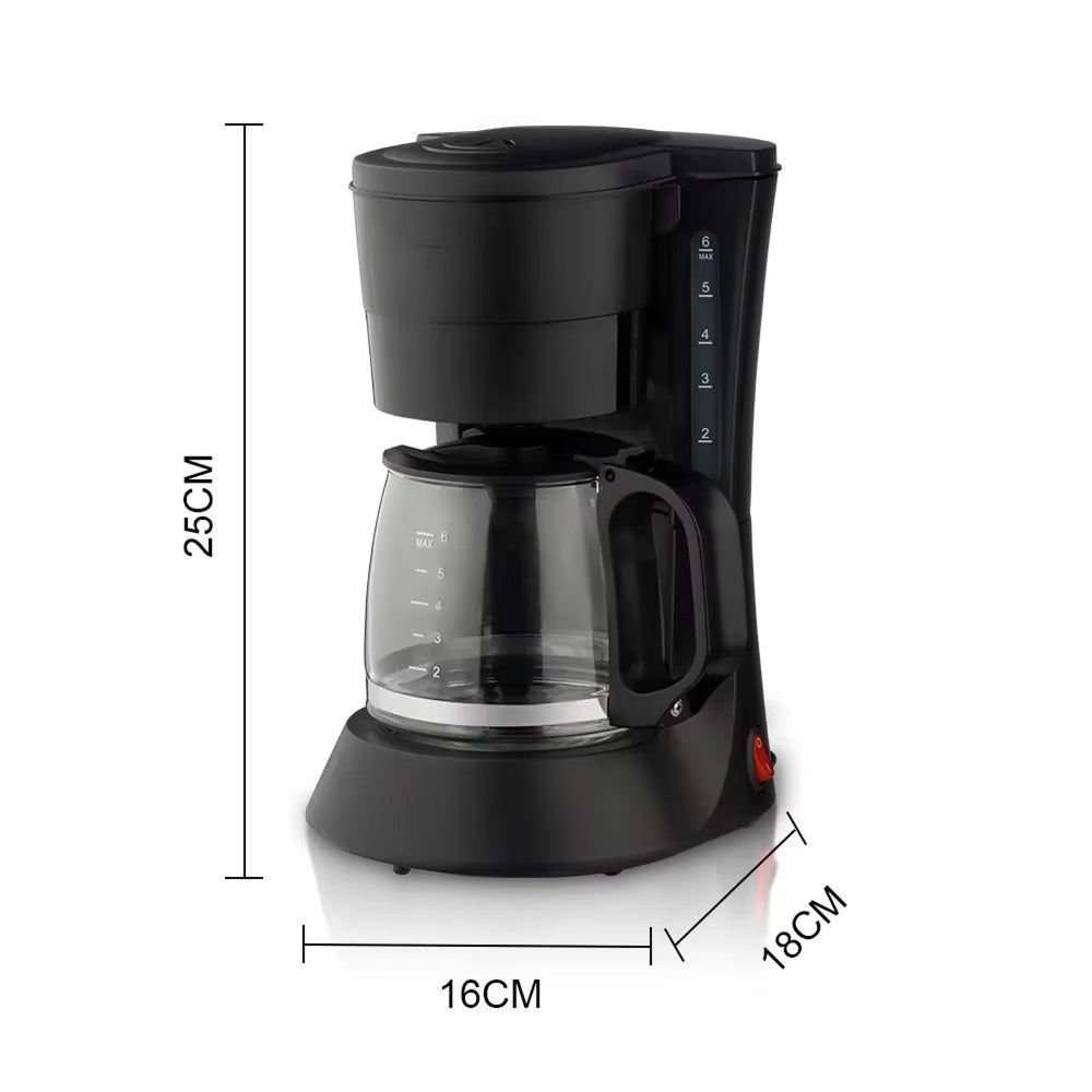 AronClix Drip Coffee Maker 600W Stainless Steel Compact with Reusable Filter & Hot Plate