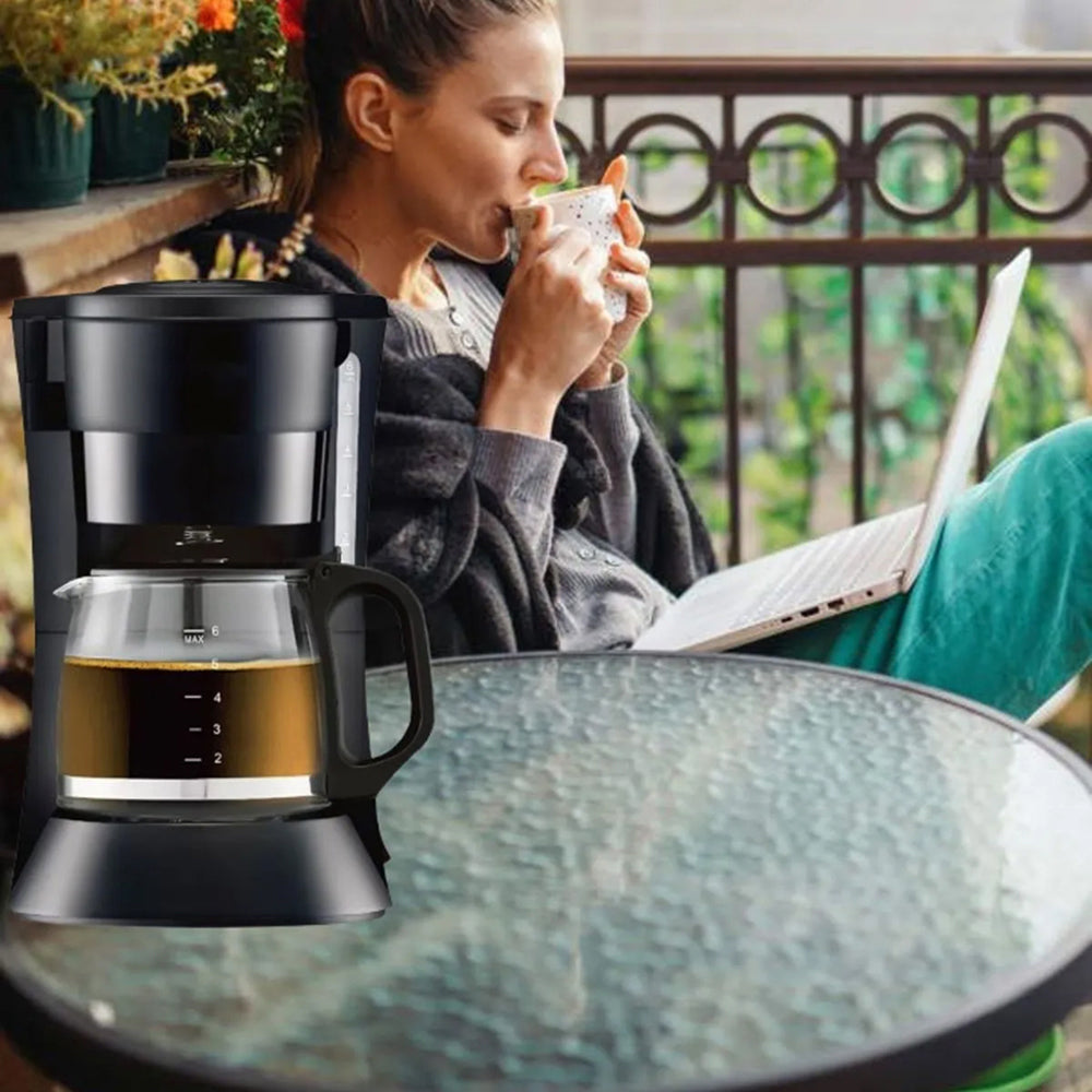 AronClix Drip Coffee Maker 600W Stainless Steel Compact with Reusable Filter & Hot Plate
