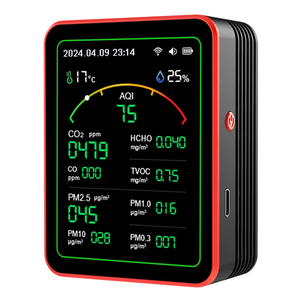 AtmoxAir Air Quality Monitor - 15-in-1 Indoor Pollution Detector, WiFi App Control with NDIR CO2 Sensor, 2.8