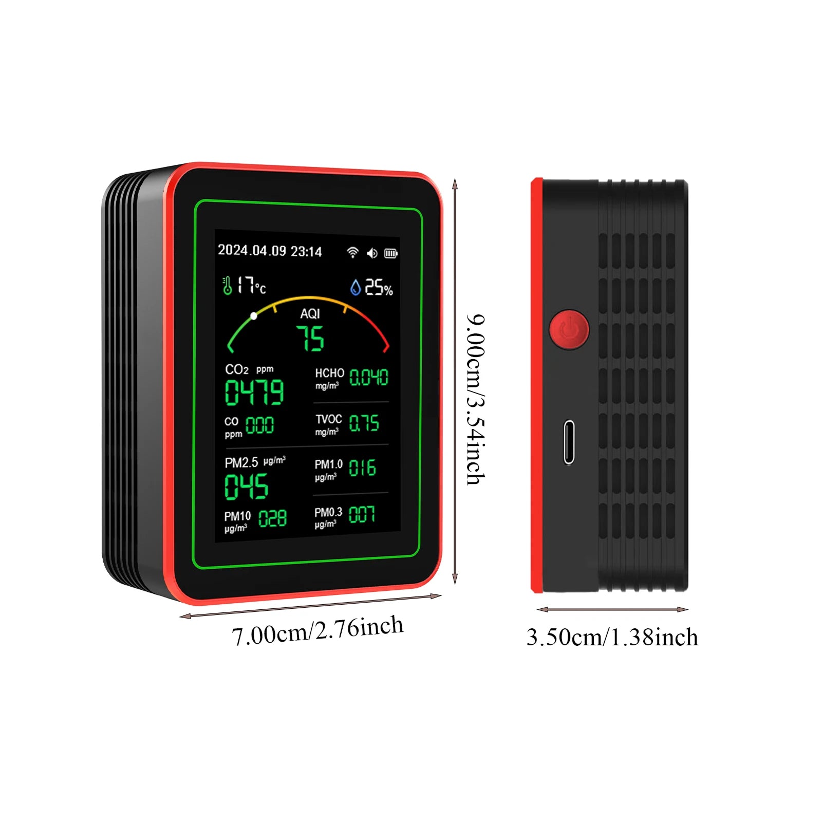AtmoxAir Air Quality Monitor - 15-in-1 Indoor Pollution Detector, WiFi App Control with NDIR CO2 Sensor, 2.8