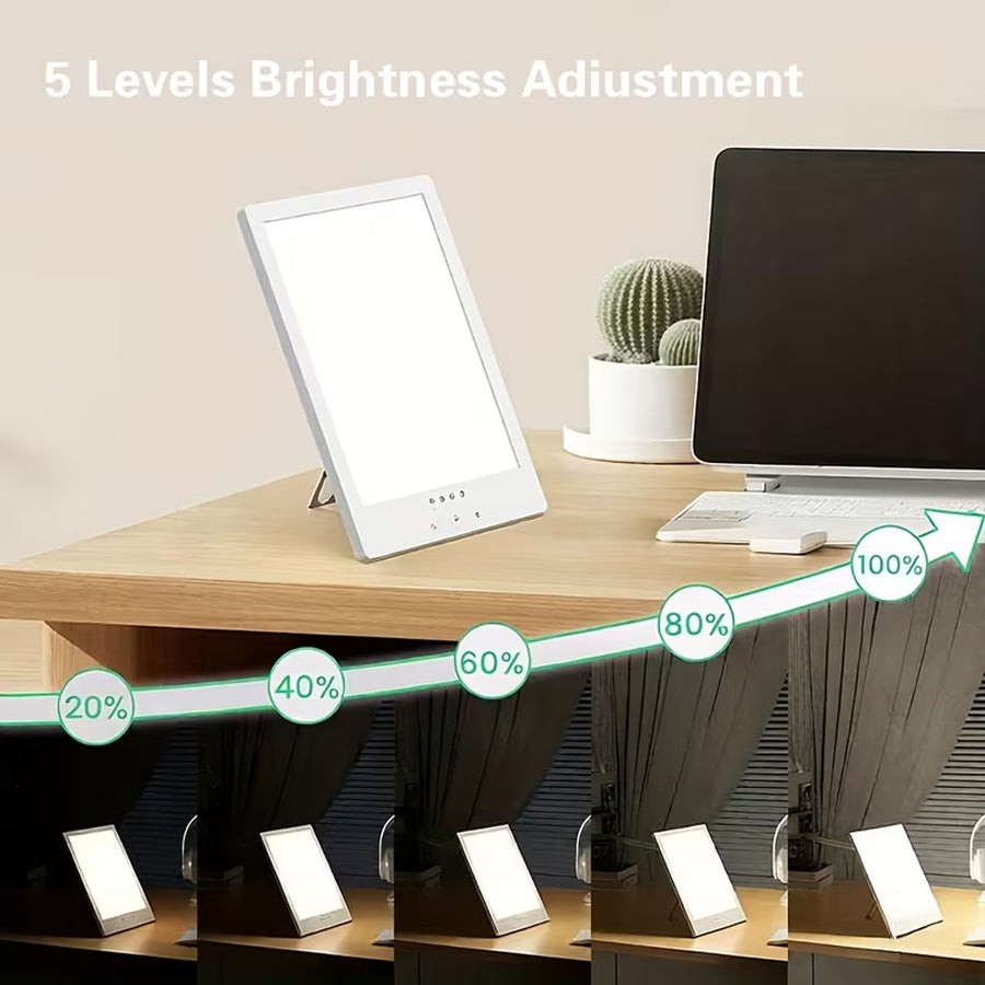 AuraMixa SAD Lamp - 10,000 Lux Light Therapy Lamp with 5 Brightness Levels, 3 Color Temperatures, 360° Rotatable Bracket