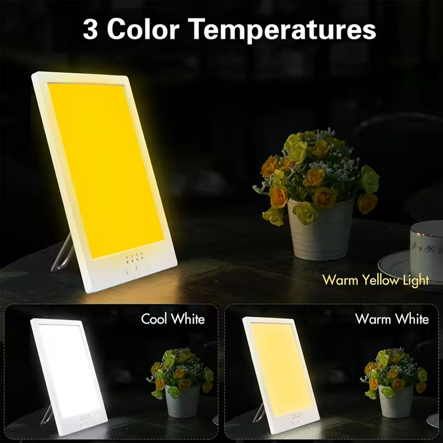 AuraMixa SAD Lamp - 10,000 Lux Light Therapy Lamp with 5 Brightness Levels, 3 Color Temperatures, 360° Rotatable Bracket