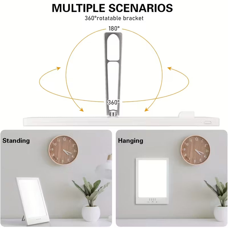 AuraMixa SAD Lamp - 10,000 Lux Light Therapy Lamp with 5 Brightness Levels, 3 Color Temperatures, 360° Rotatable Bracket