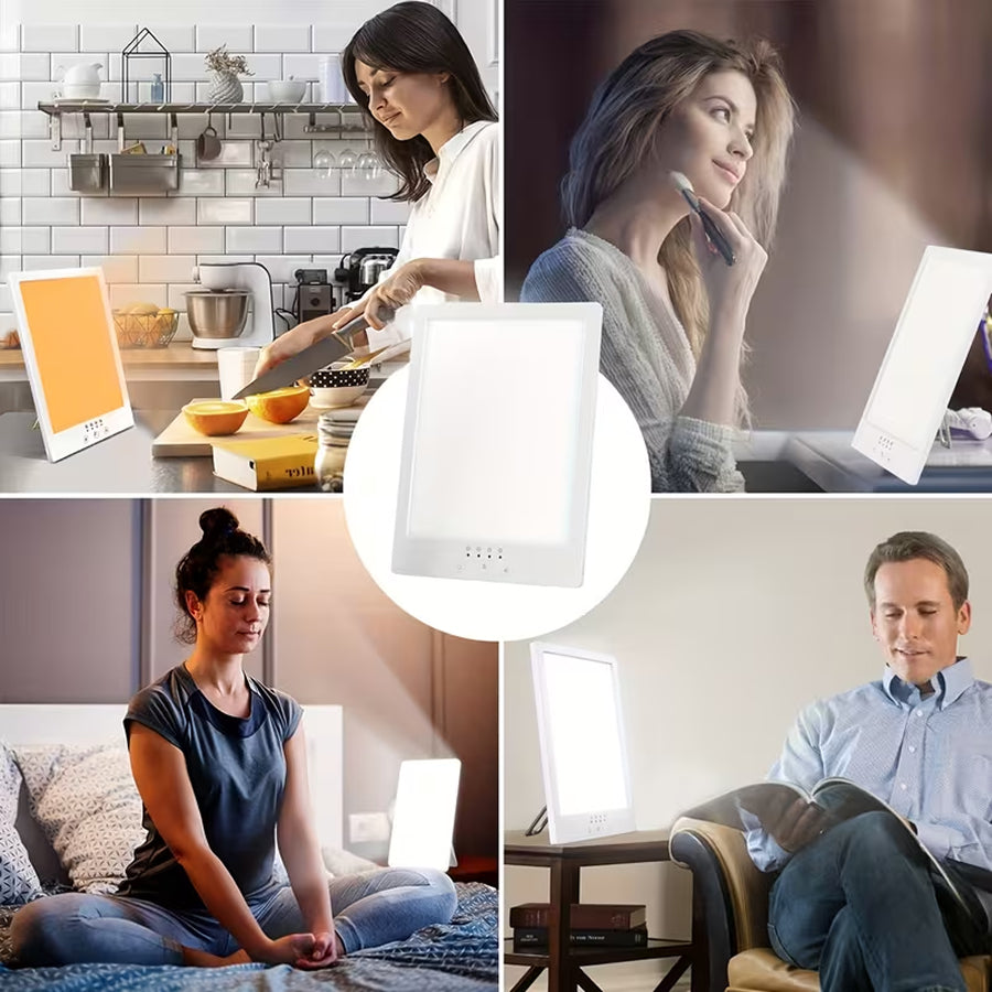 AuraMixa SAD Lamp - 10,000 Lux Light Therapy Lamp with 5 Brightness Levels, 3 Color Temperatures, 360° Rotatable Bracket