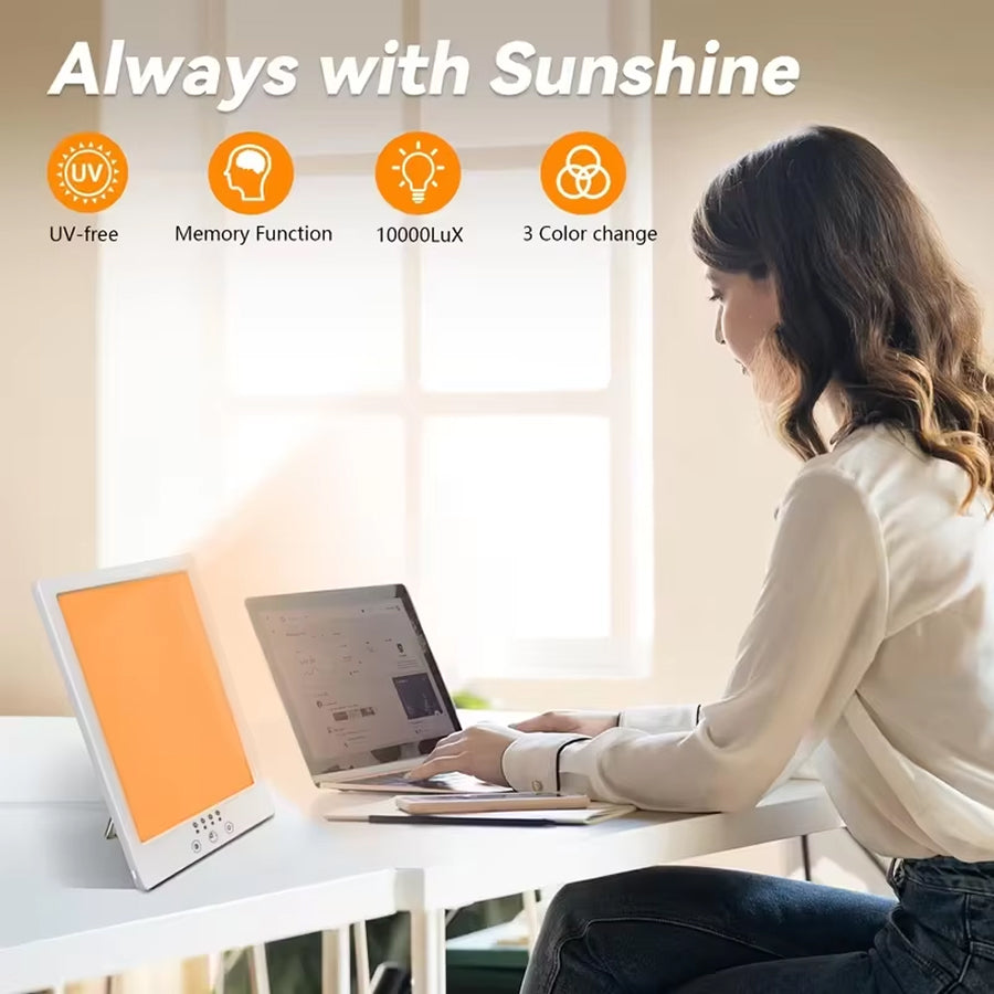 AuraMixa SAD Lamp - 10,000 Lux Light Therapy Lamp with 5 Brightness Levels, 3 Color Temperatures, 360° Rotatable Bracket