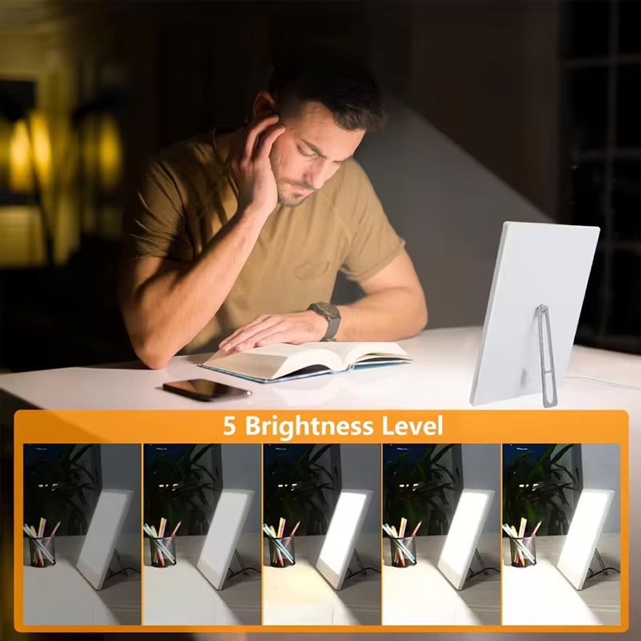 AuraMixa SAD Lamp - 10,000 Lux Light Therapy Lamp with 5 Brightness Levels, 3 Color Temperatures, 360° Rotatable Bracket