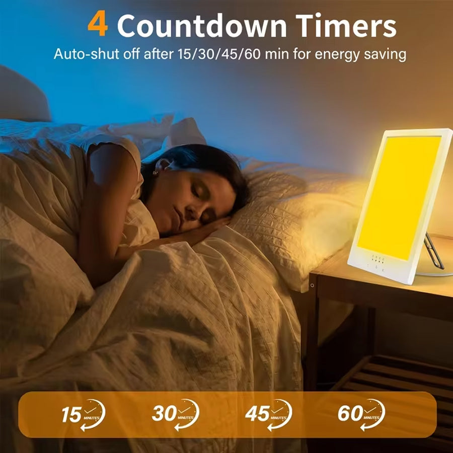 AuraMixa SAD Lamp - 10,000 Lux Light Therapy Lamp with 5 Brightness Levels, 3 Color Temperatures, 360° Rotatable Bracket