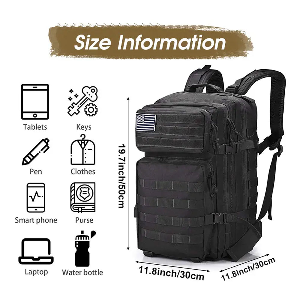50L Tactical Backpack 900D Oxford Waterproof Military MOLLE Rucksack