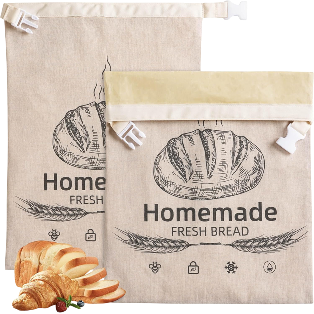 Reusable Organic Linen Beeswax Bread Bag for Sourdough 17x12.6