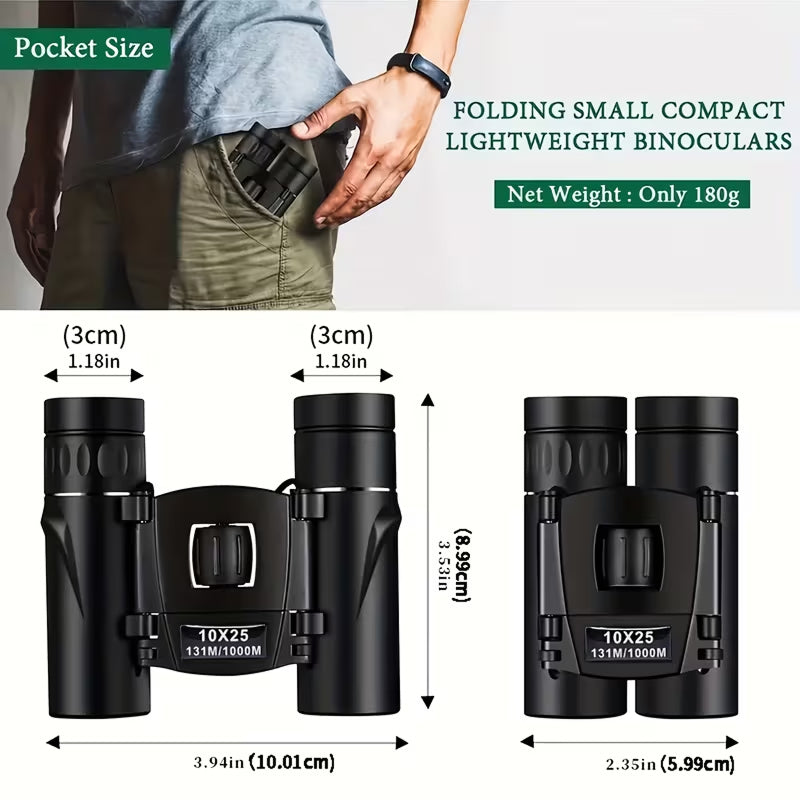 BiniClaxi Compact Binoculars - 180g Ultra-Lightweight Pocket-Sized Optics, 99.8% Light Transmission with FMC Coating and Smartphone Adapter for Hiking