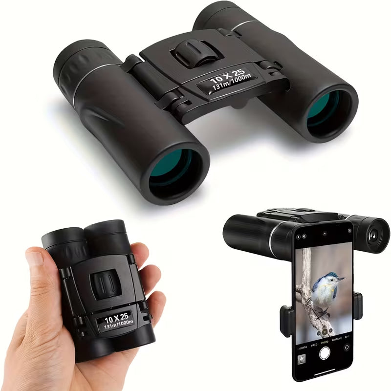 BiniClaxi Compact Binoculars - 180g Ultra-Lightweight Pocket-Sized Optics, 99.8% Light Transmission with FMC Coating and Smartphone Adapter for Hiking
