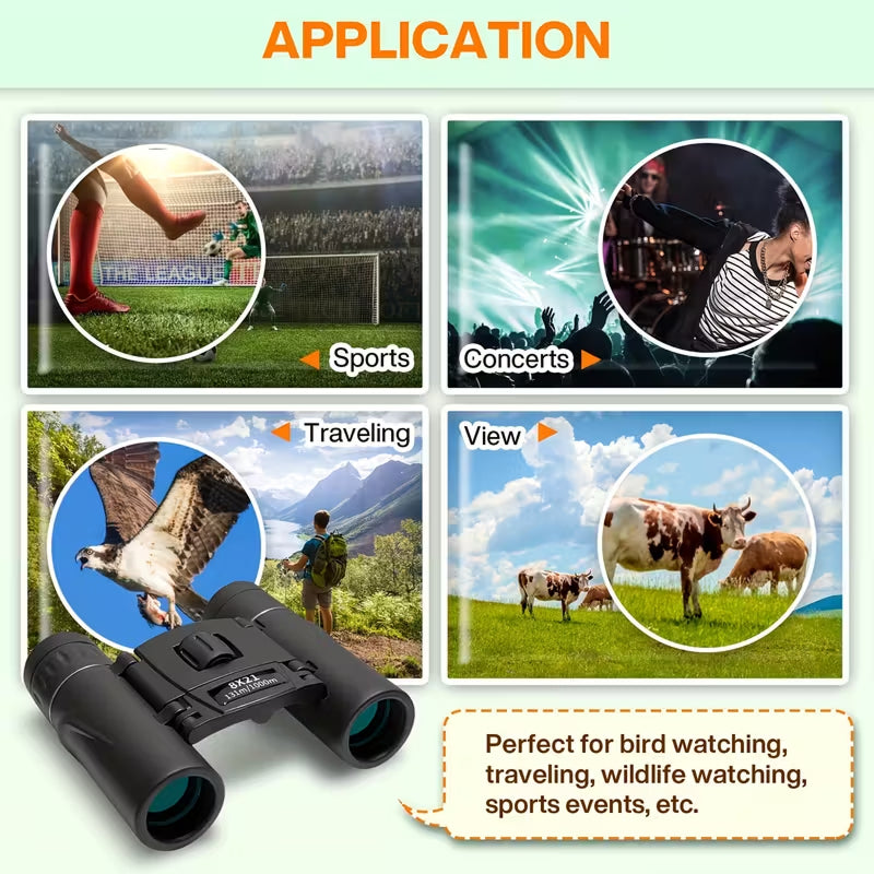 BiniClaxi Bird Watching Binoculars - 180g Ultra-Lightweight Pocket Binoculars, 99.8% Light Transmission FMC Optics