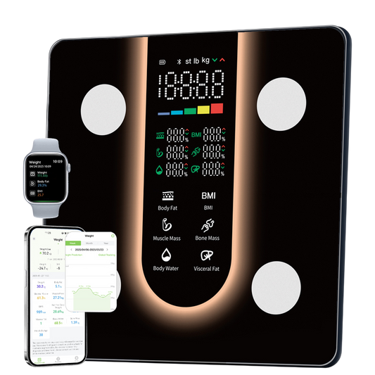 BovScalix Smart Body Composition Scale with 5.35-inch VA LED Color Screen 25 Health Metrics Athlete Mode