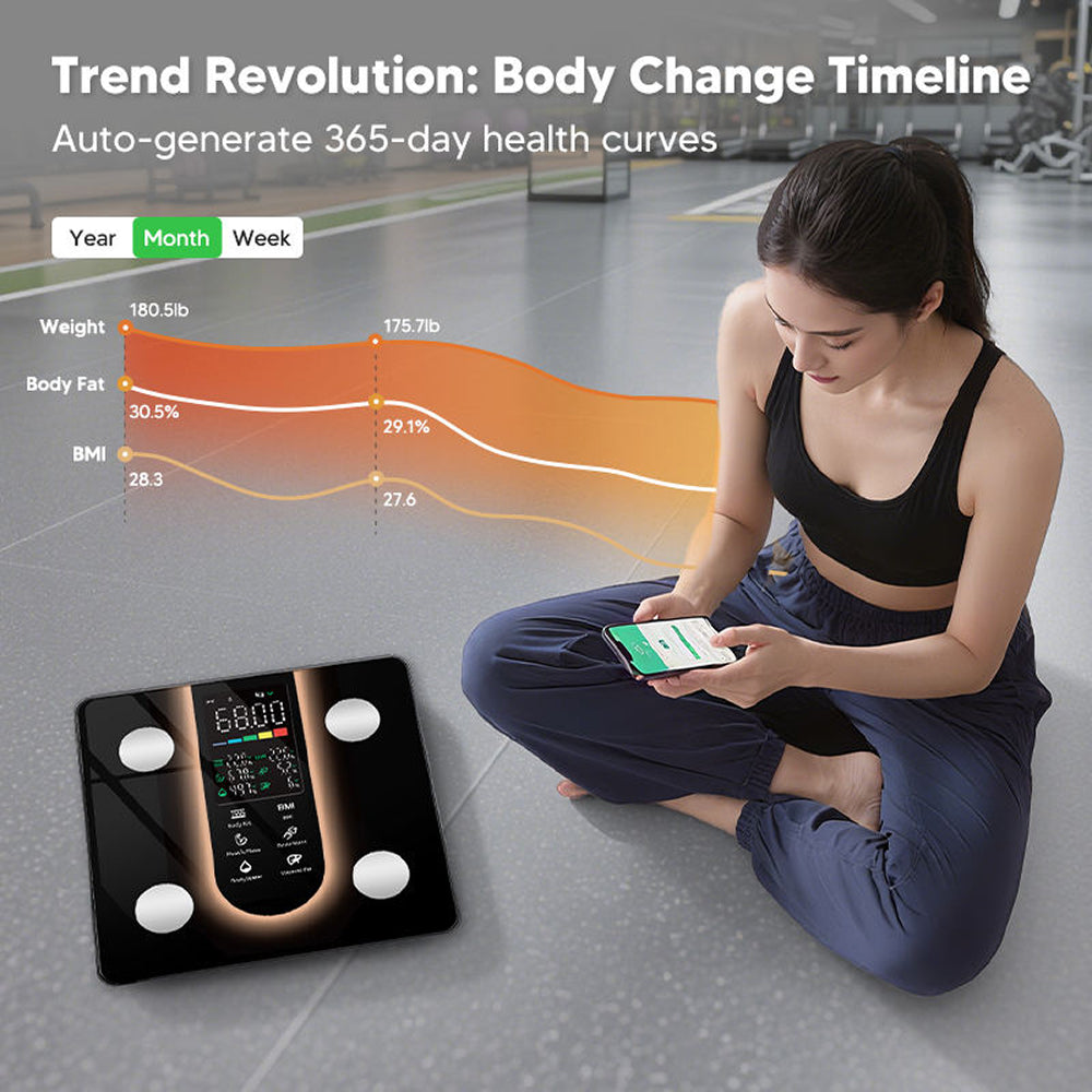 BovScalix Smart Body Composition Scale with 5.35-inch VA LED Color Screen 25 Health Metrics Athlete Mode
