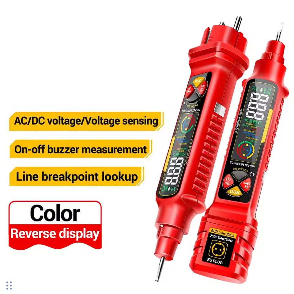 7-in-1 Digital Circuit Breaker Finder - 2-440V AC/DC Voltage Tester with RCD Leakage Trip Test, NCV Sensing, and Color Reverse Display