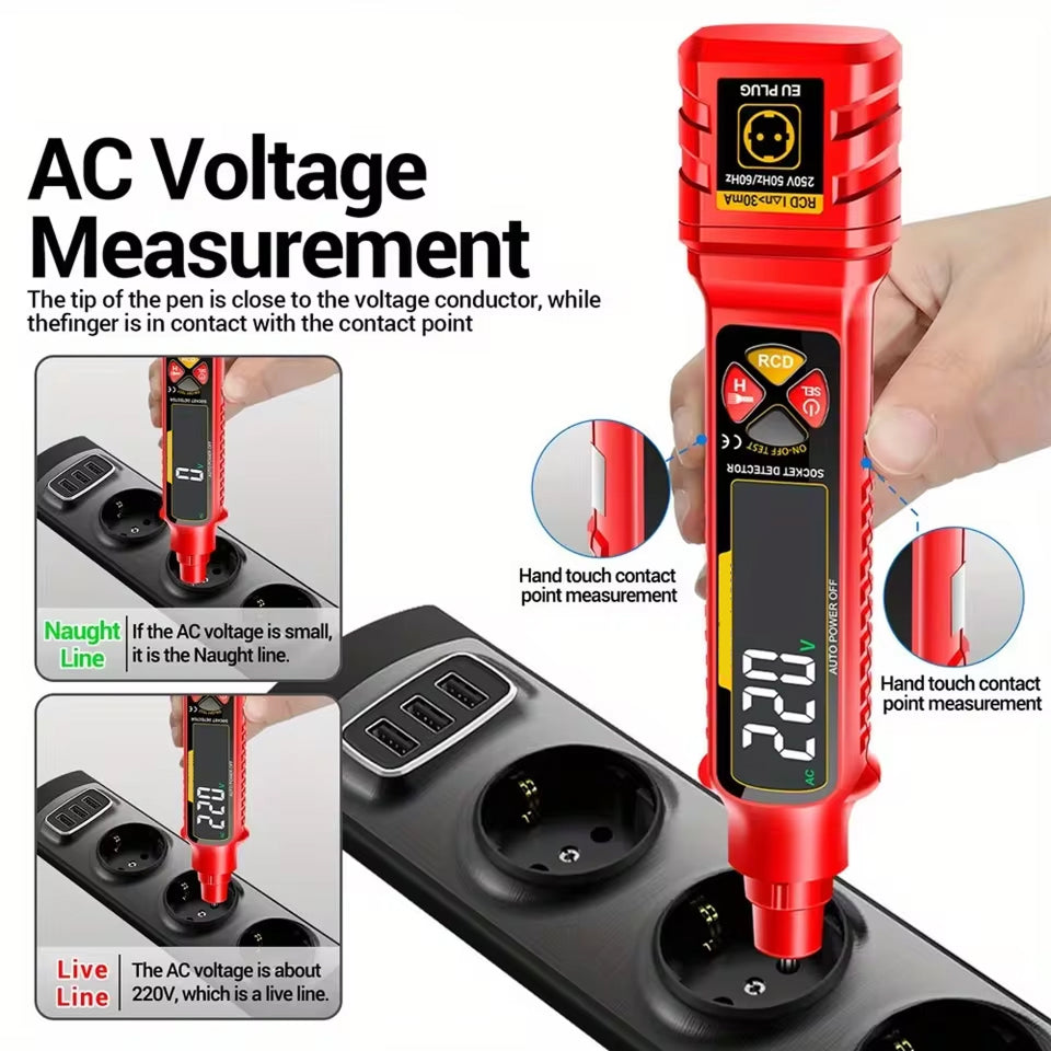 7-in-1 Digital Circuit Breaker Finder - 2-440V AC/DC Voltage Tester with RCD Leakage Trip Test, NCV Sensing, and Color Reverse Display