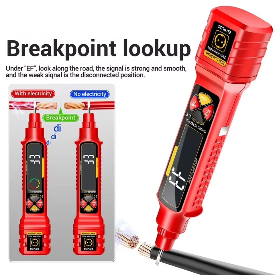 7-in-1 Digital Circuit Breaker Finder - 2-440V AC/DC Voltage Tester with RCD Leakage Trip Test, NCV Sensing, and Color Reverse Display