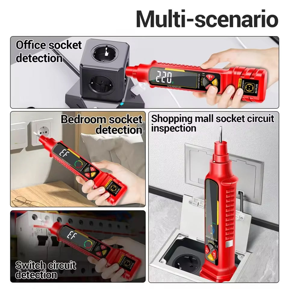 7-in-1 Digital Circuit Breaker Finder - 2-440V AC/DC Voltage Tester with RCD Leakage Trip Test, NCV Sensing, and Color Reverse Display