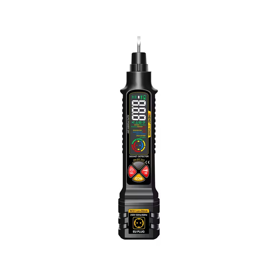 7-in-1 Digital Circuit Breaker Finder - 2-440V AC/DC Voltage Tester with RCD Leakage Trip Test, NCV Sensing, and Color Reverse Display