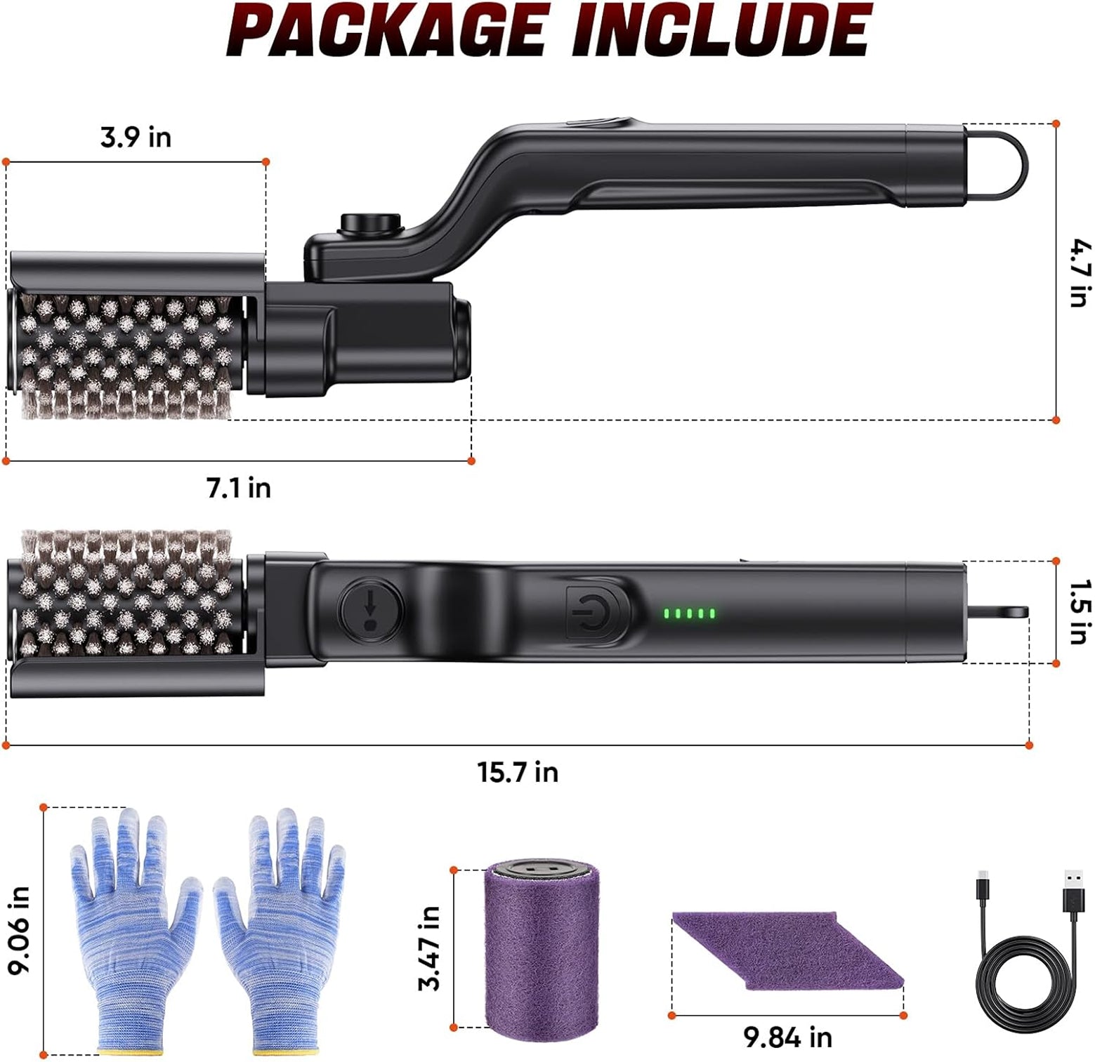 BruxMixi Electric Grill Brush 8-Angle Adjustable Head with 400 RPM 3-Speed Motor and IPX7 Waterproof Design