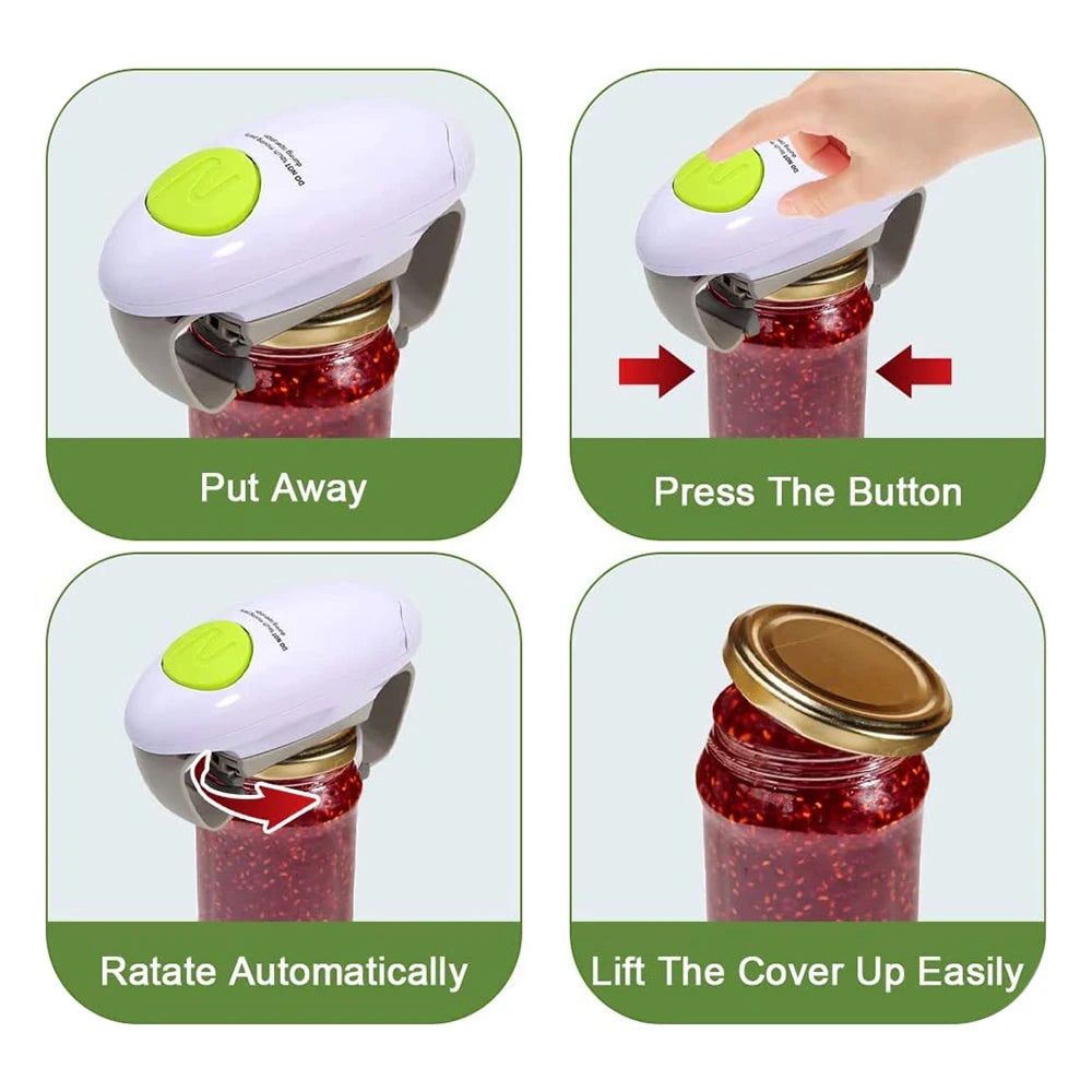 CanixOpi Electric Can Opener Hands-Free Automatic Jar Opener with Smooth-Edge Technology and Magnetic Lid Lifter