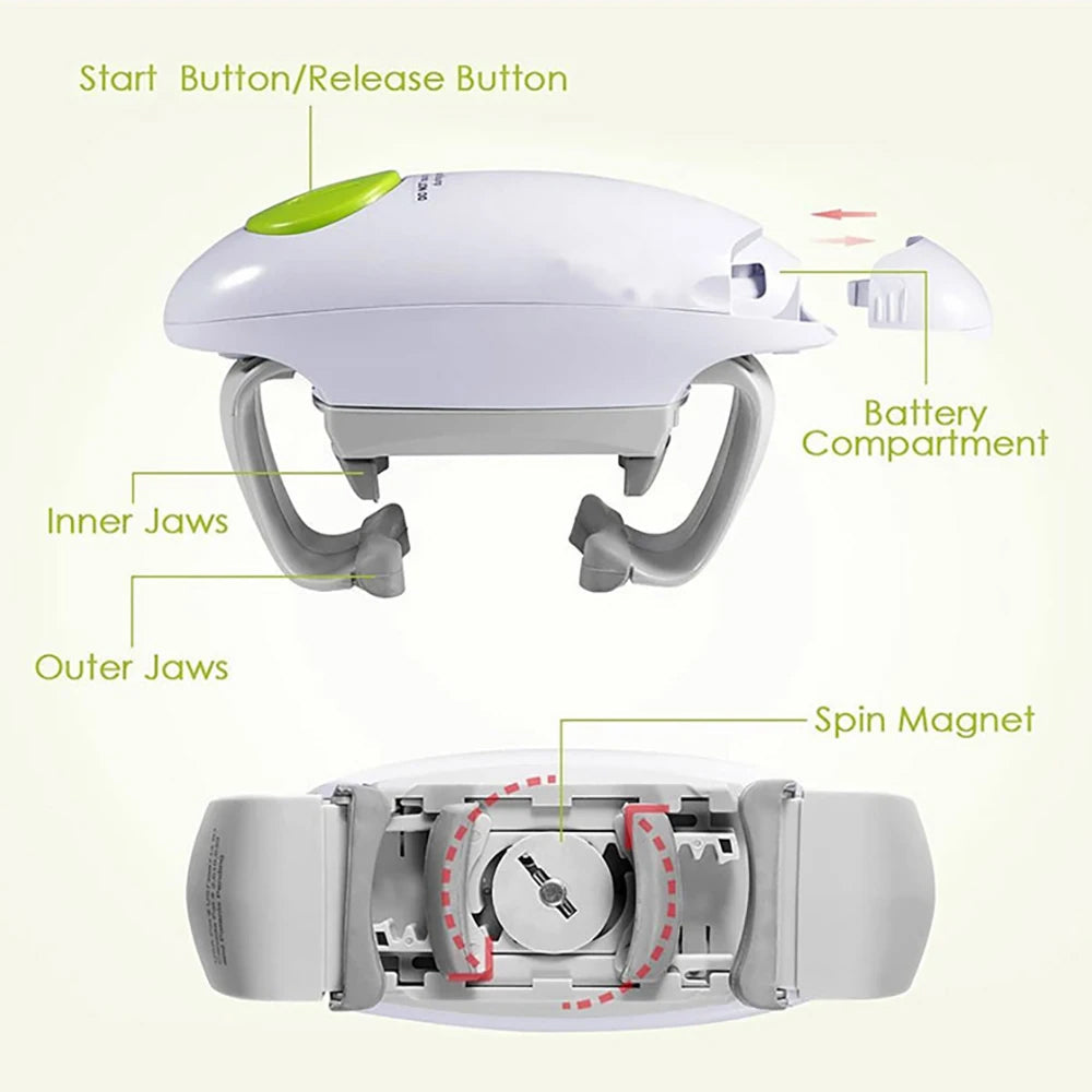 CanixOpi Electric Can Opener Hands-Free Automatic Jar Opener with Smooth-Edge Technology and Magnetic Lid Lifter