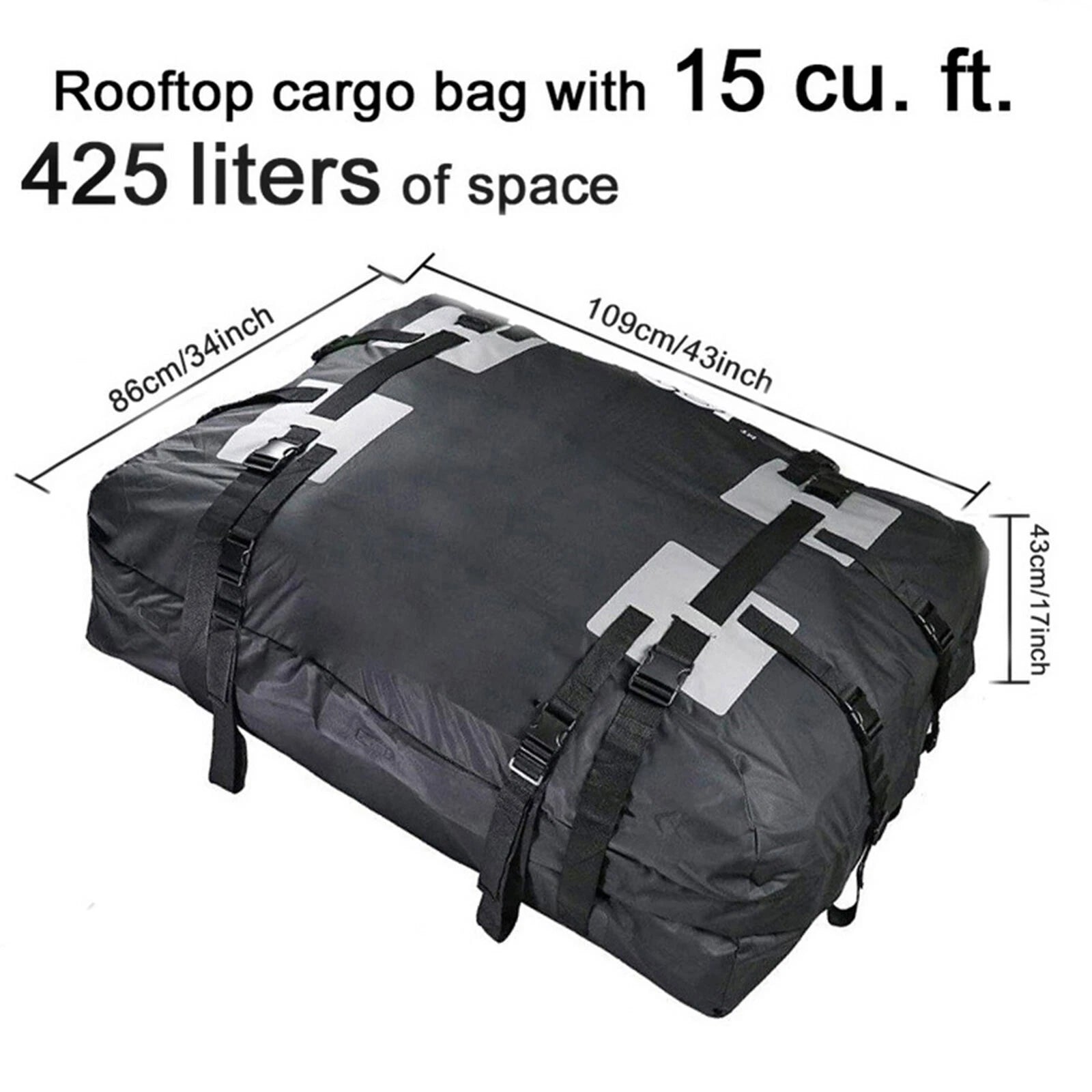 CarixBagi Rooftop Cargo Bag 15 Cubic Feet 100% Waterproof Military-Grade Carrier