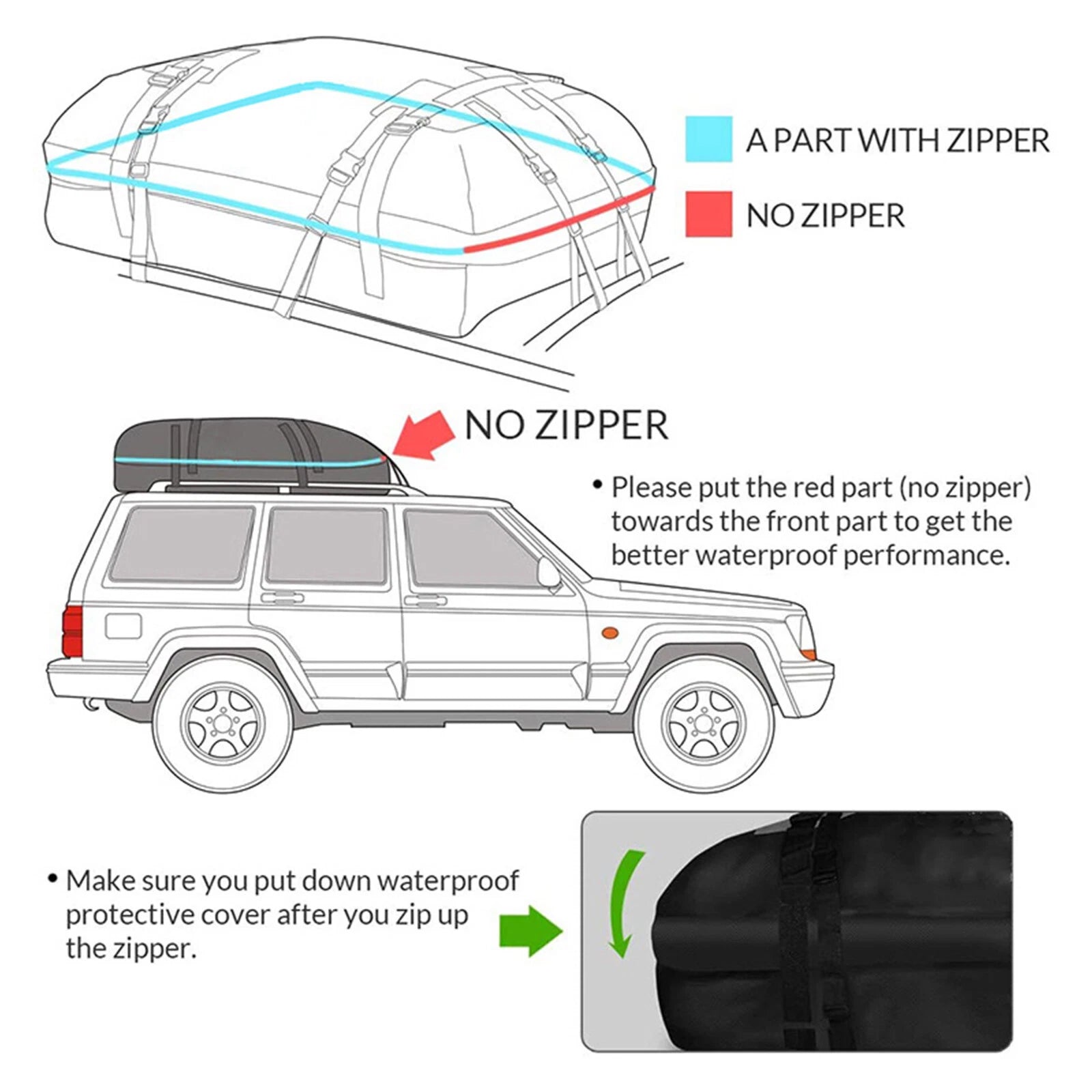 CarixBagi Rooftop Cargo Bag 15 Cubic Feet 100% Waterproof Military-Grade Carrier