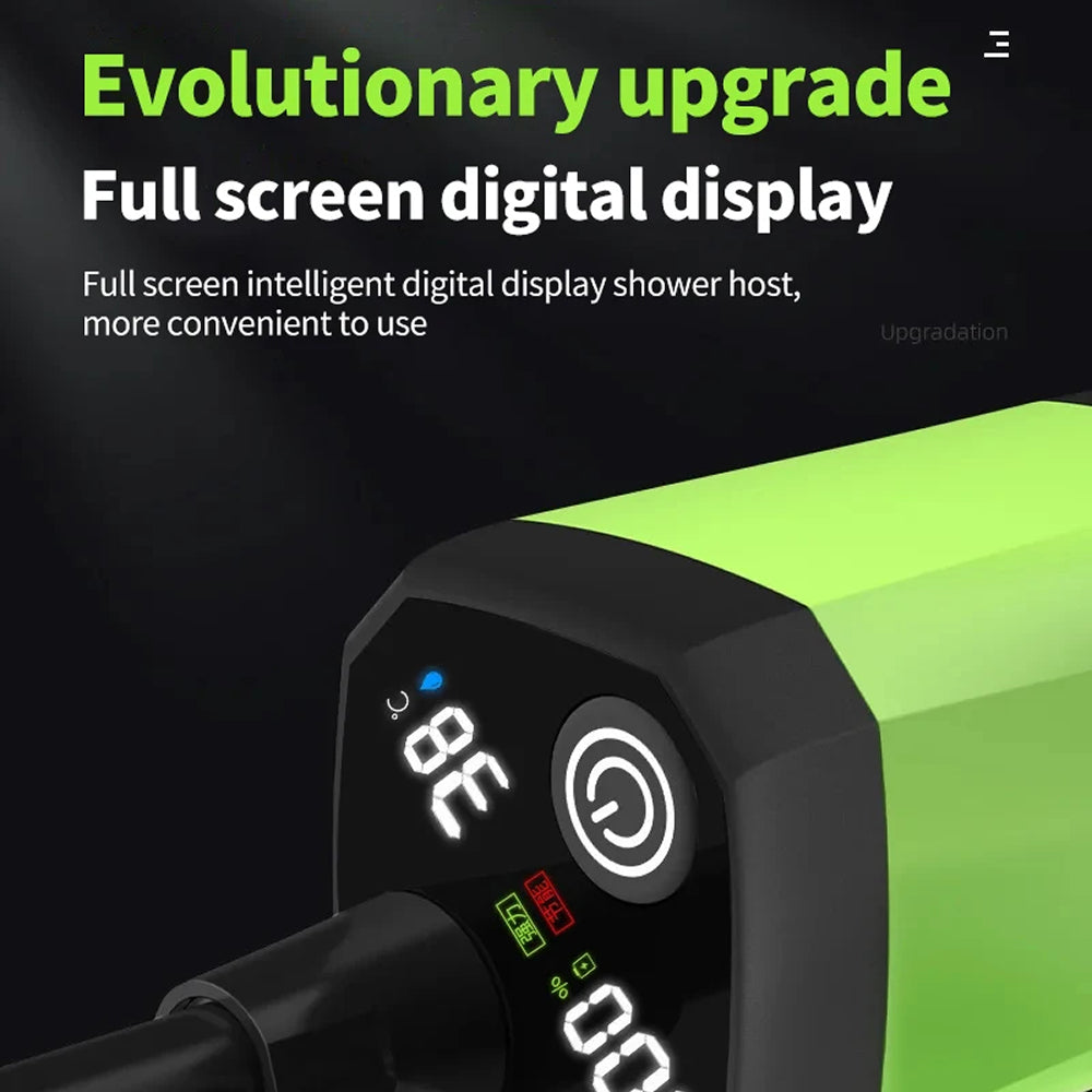 CiShowix Portable Camping Shower 6000mAh Battery USB-C Smart Digital Temperature Display IPX7