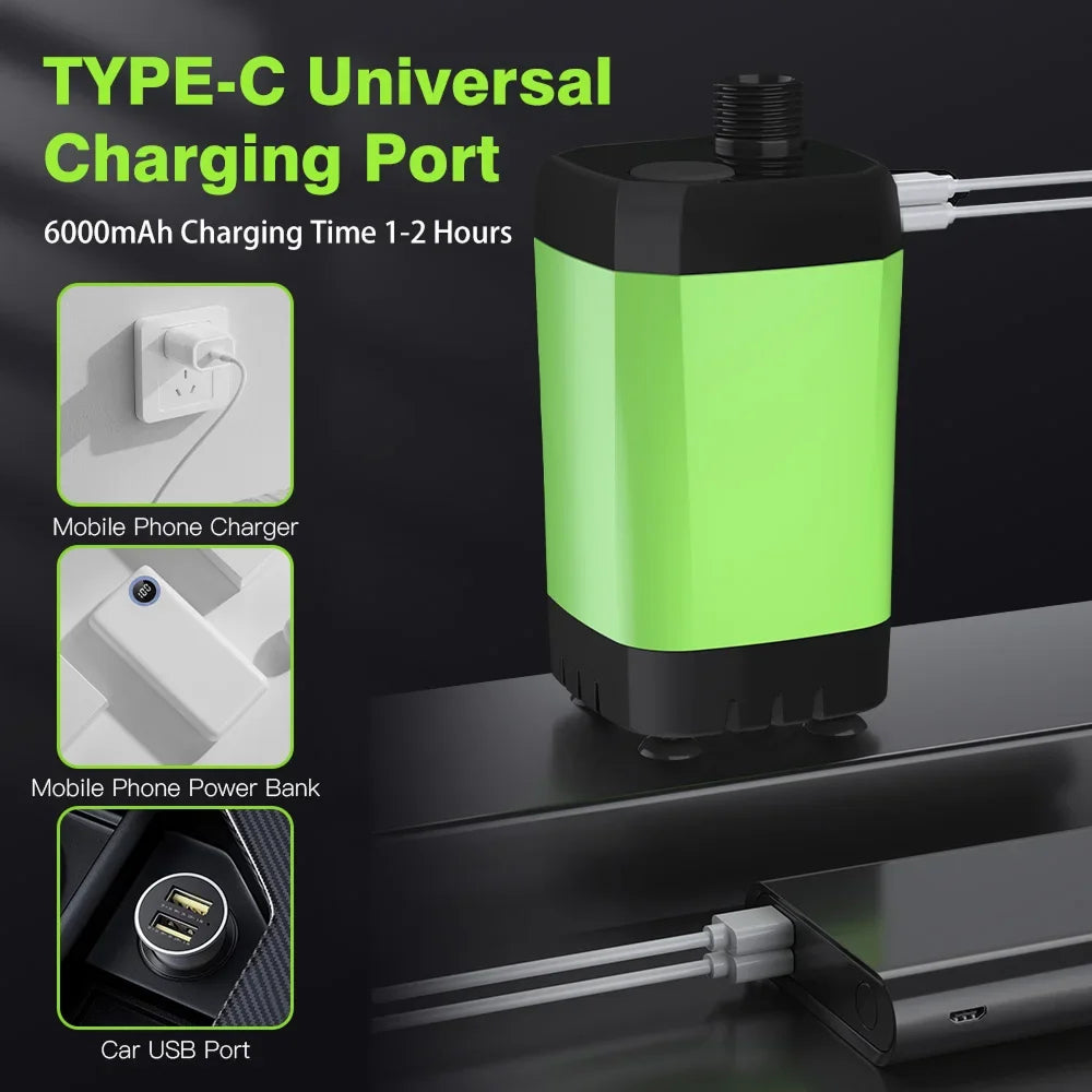 CiShowix Portable Camping Shower 6000mAh Battery USB-C Smart Digital Temperature Display IPX7